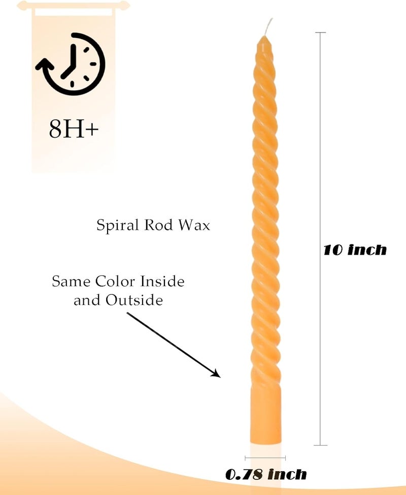 LPUSA Candle Stick Spiral Tall Taper Candles,Unscented Candle for Holiday,Wedding and Home Decoration,10inch,12 Pack(Gradient Orange) - Image 3